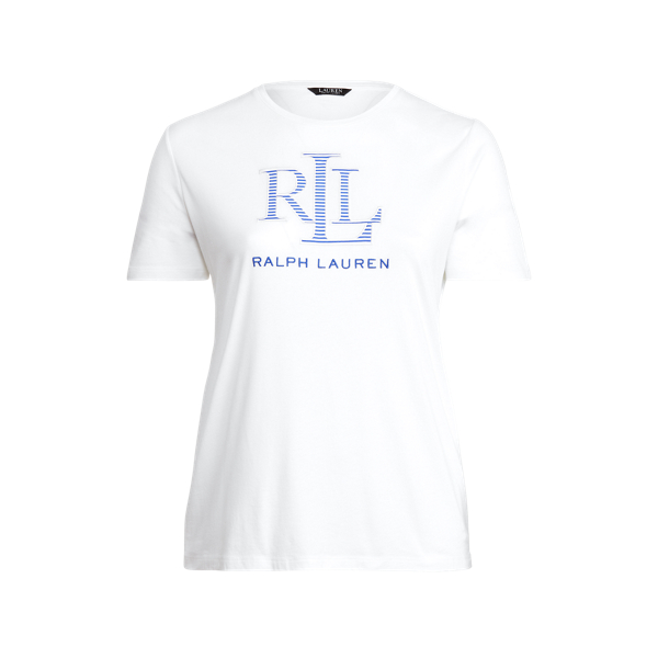 White Logo Cotton-Modal Tee Lauren Woman 2