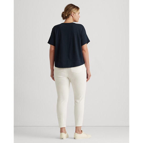 Lauren Navy Knit Short-Sleeve Top Lauren Woman 5