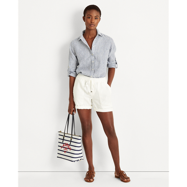 Blue/White Multi Striped Linen Shirt Lauren 3