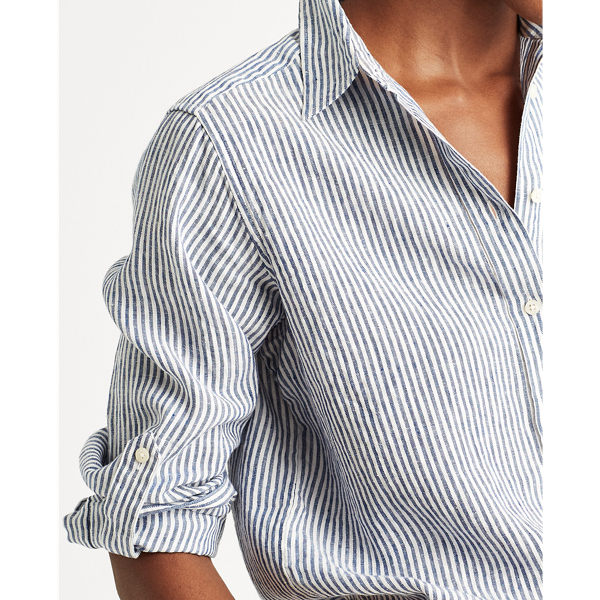 Blue/White Multi Striped Linen Shirt Lauren 5