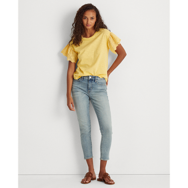 Beach Yellow Flutter-Sleeve Slub Jersey Top Lauren 4