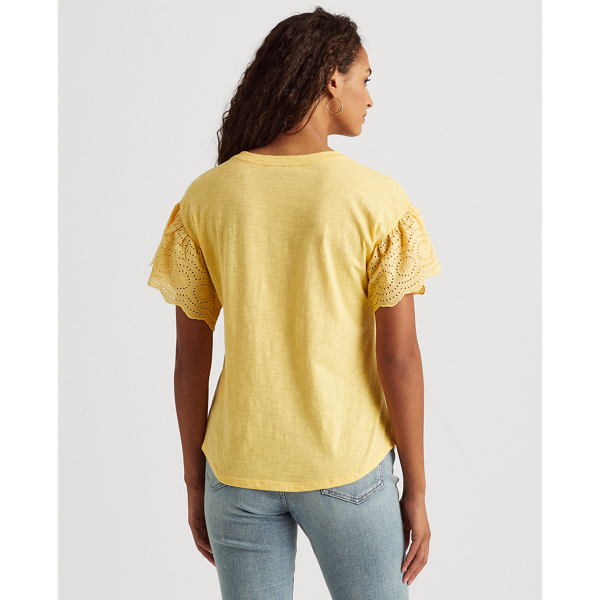 Beach Yellow Flutter-Sleeve Slub Jersey Top Lauren 5