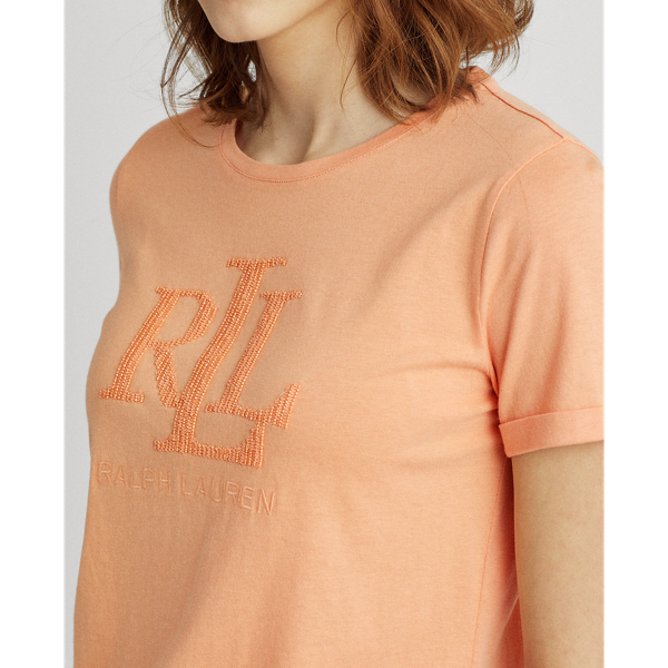 Shell Coral Sequined Logo Jersey Tee Lauren 6