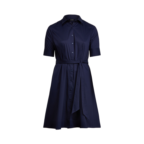 Belted Cotton-Blend Shirtdress Lauren Woman 1