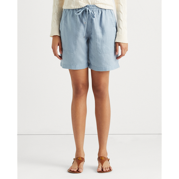 Dust Blue Linen Drawcord Short Lauren 4