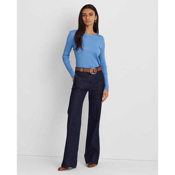 Cabana Blue Cable-Knit Crewneck Jumper Lauren 3