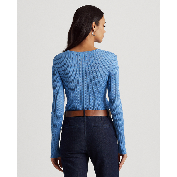 Cabana Blue Cable-Knit Crewneck Jumper Lauren 4