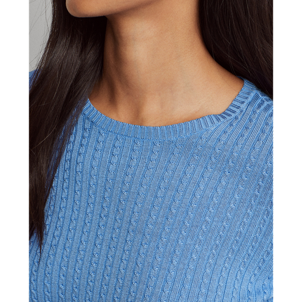 Cabana Blue Cable-Knit Crewneck Jumper Lauren 5