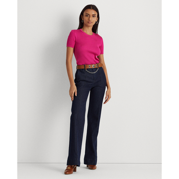 Nouveau Bright Pink Cable-Knit Crewneck Jumper Lauren 4