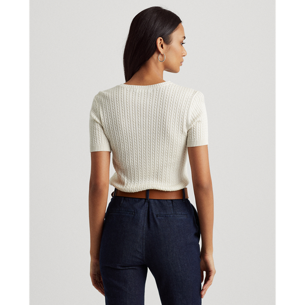 Mascarpone Cream Cable-Knit Crewneck Jumper Lauren 5