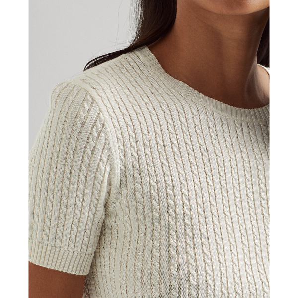 Mascarpone Cream Cable-Knit Crewneck Jumper Lauren 6