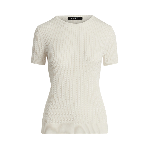 Mascarpone Cream Cable-Knit Crewneck Jumper Lauren 2