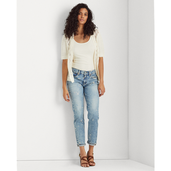 Mascarpone Cream Linen Short-Sleeve Cardigan Lauren 4