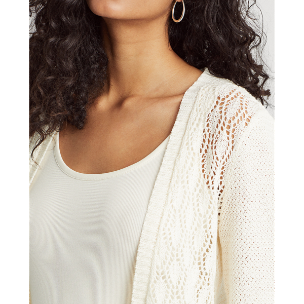 Mascarpone Cream Linen Short-Sleeve Cardigan Lauren 6