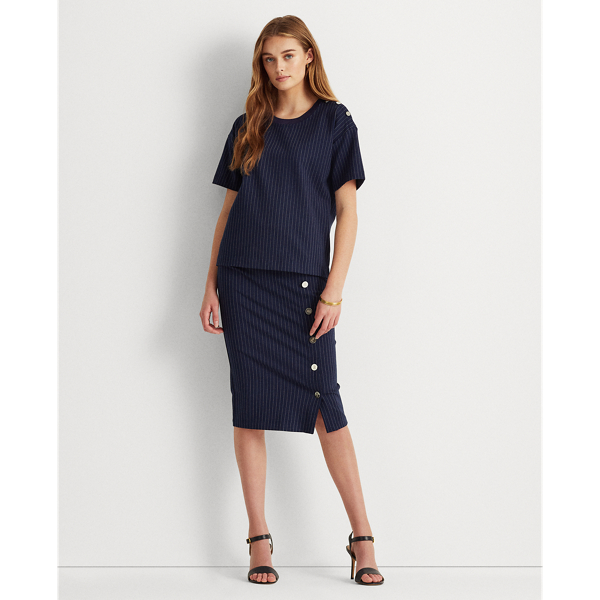 Refined Navy/Pale Cream Pinstripe Ponte Tee Lauren 4