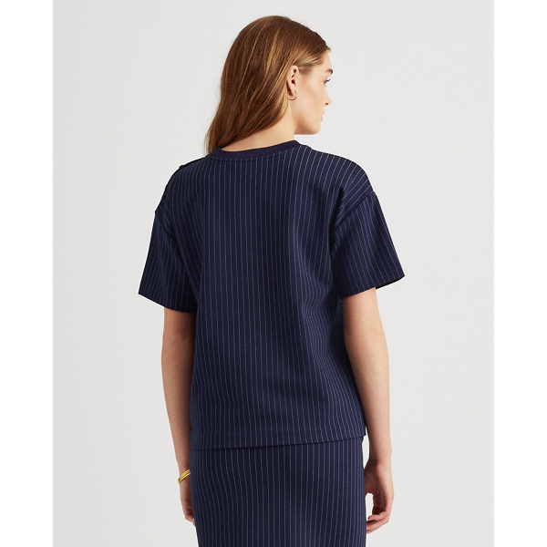 Refined Navy/Pale Cream Pinstripe Ponte Tee Lauren 5