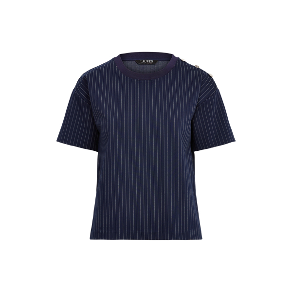 Refined Navy/Pale Cream Pinstripe Ponte Tee Lauren 2