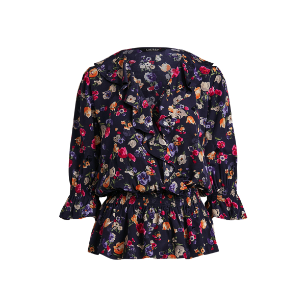 Floral Jacquard Peplum Top Lauren 1