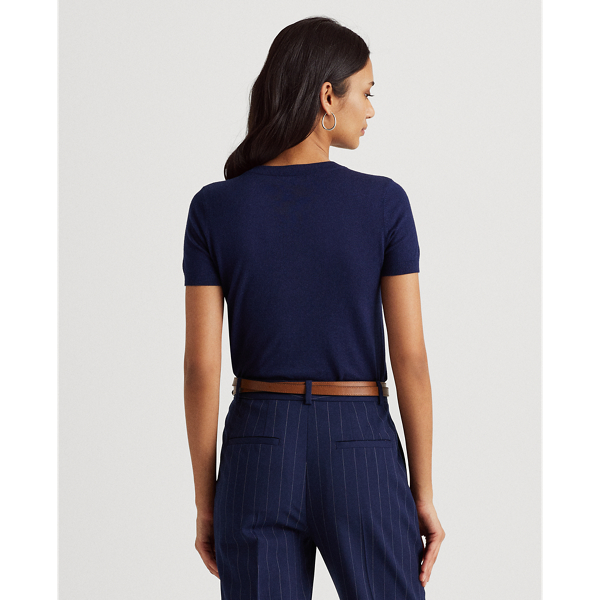 Refined Navy Cotton-Modal Short-Sleeve Jumper Lauren 5