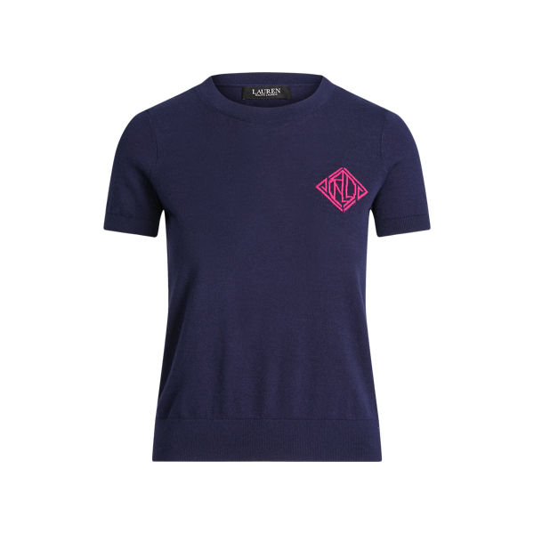 Refined Navy Cotton-Modal Short-Sleeve Jumper Lauren 2