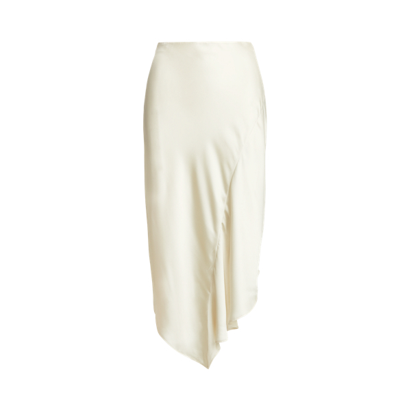 Mascarpone Cream Satin A-line Midi Skirt Lauren 2