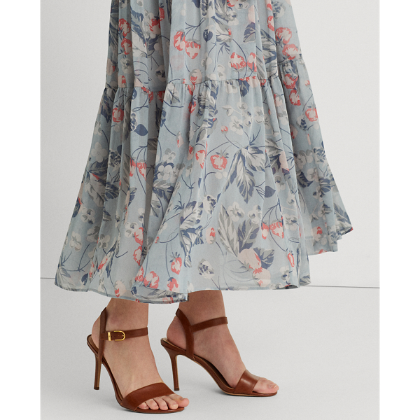 Blue Multi Floral Tiered Peasant Skirt Lauren 6