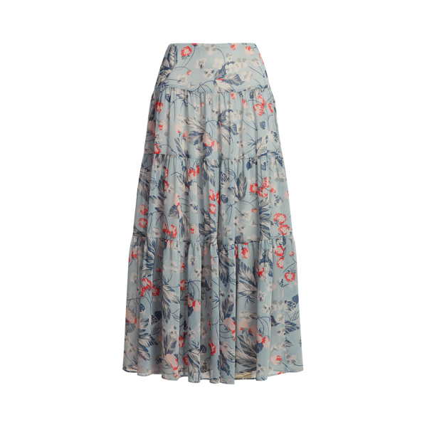 Blue Multi Floral Tiered Peasant Skirt Lauren 2