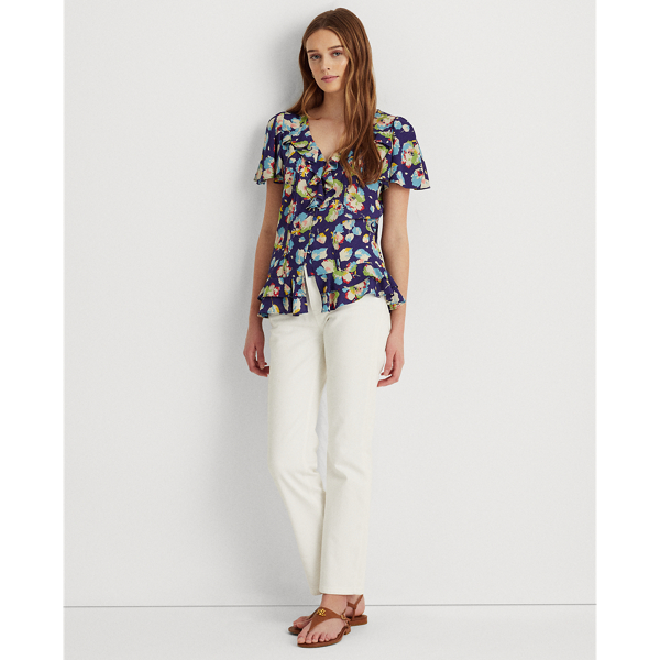 Blue Multi Floral Georgette Blouse Lauren 4