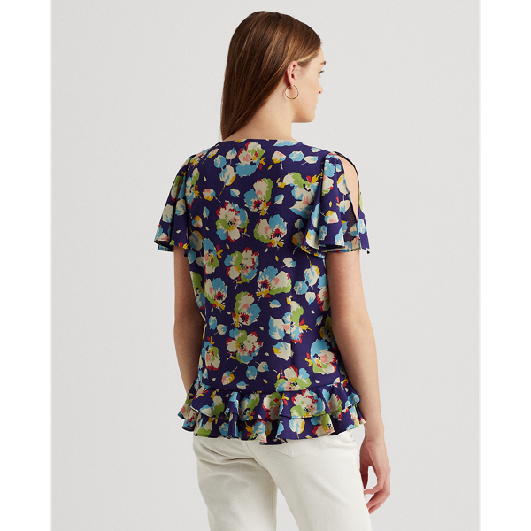 Blue Multi Floral Georgette Blouse Lauren 5
