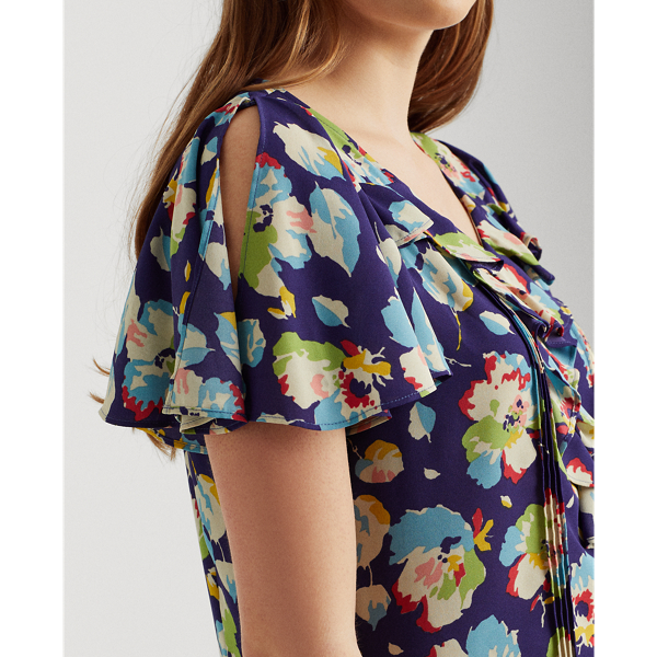 Blue Multi Floral Georgette Blouse Lauren 6