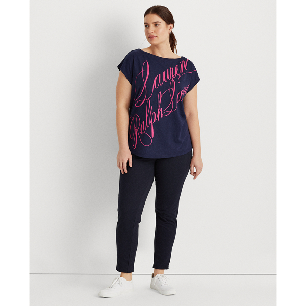 Refined Navy Logo Boatneck Tee Lauren Woman 4