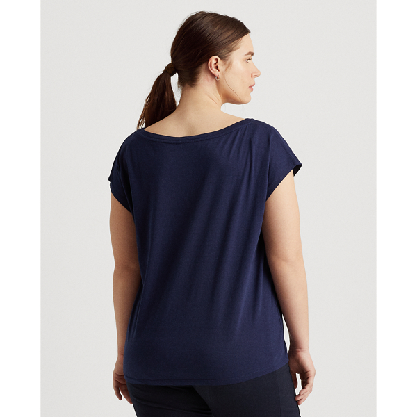 Refined Navy Logo Boatneck Tee Lauren Woman 5