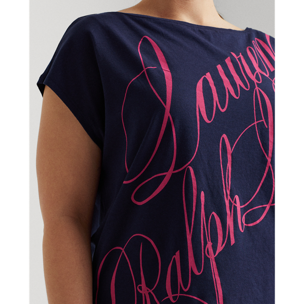 Refined Navy Logo Boatneck Tee Lauren Woman 6