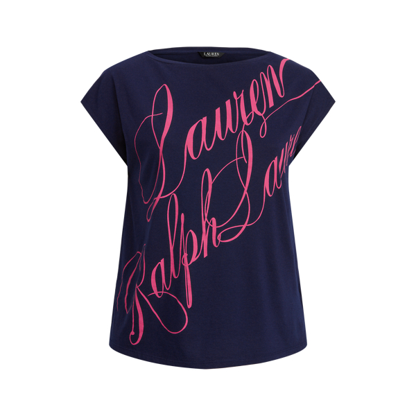 Refined Navy Logo Boatneck Tee Lauren Woman 2