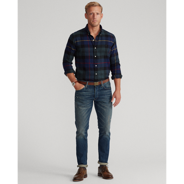 Green/Navy Multi Custom Fit Plaid Flannel Shirt Polo Ralph Lauren 3