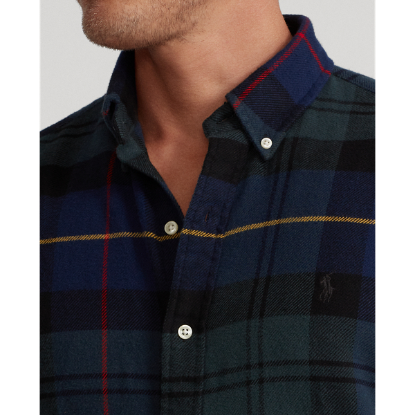 Green/Navy Multi Custom Fit Plaid Flannel Shirt Polo Ralph Lauren 5