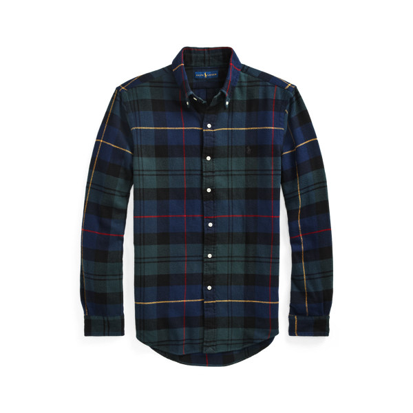 Green/Navy Multi Custom Fit Plaid Flannel Shirt Polo Ralph Lauren 2