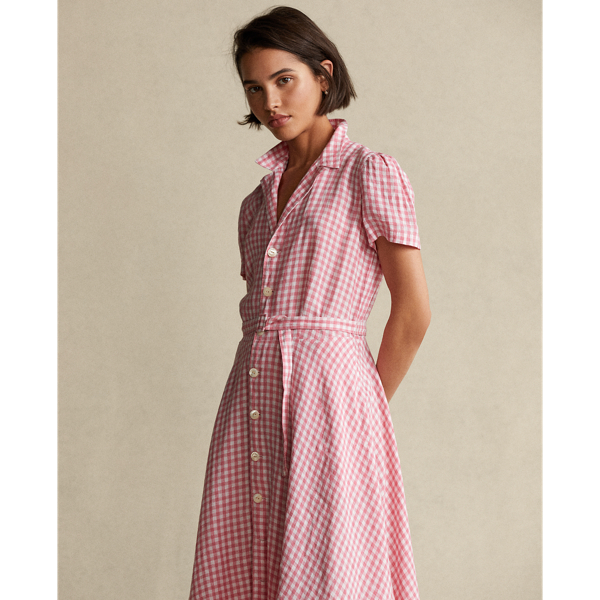 Robe-chemise en lin vichy
