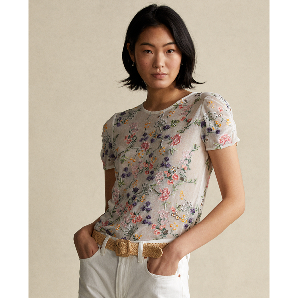 Embroidered Tulle Blouse