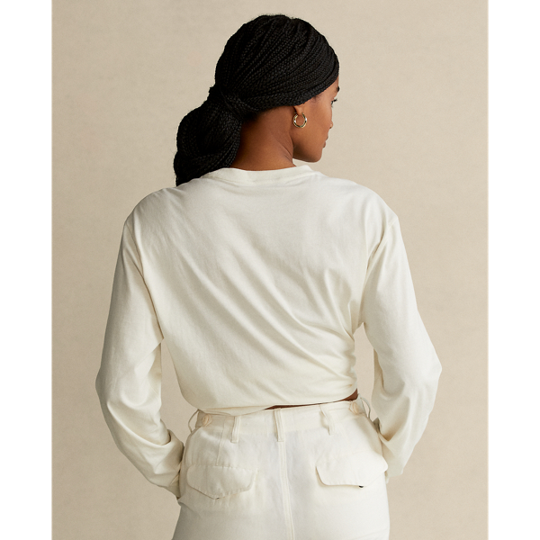 Parchment Cream Cotton Jersey Long-Sleeve Shirt Polo Ralph Lauren 5