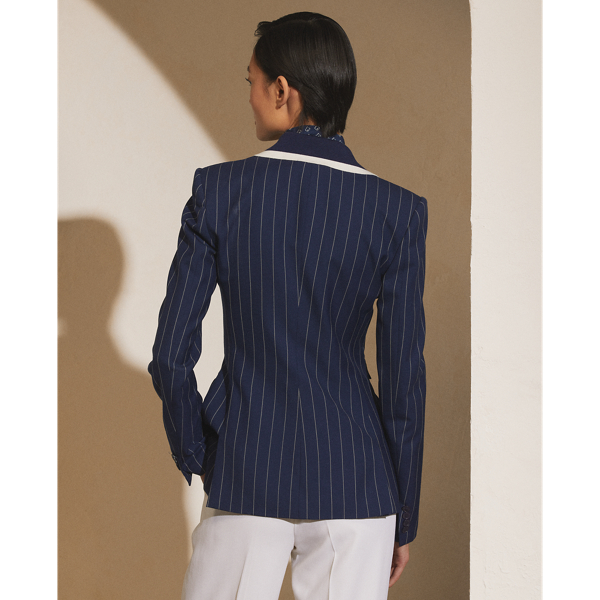Bright Navy/Cream Burrows Striped Wool Jacket Ralph Lauren Collection 5