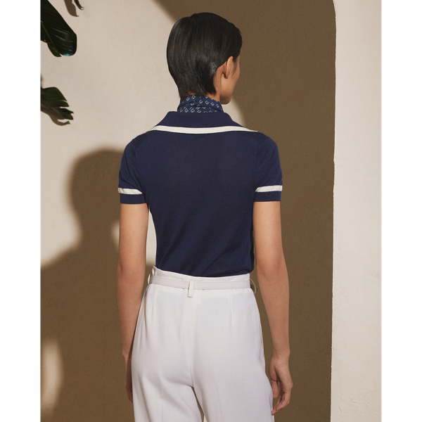 Bright Navy/Lux Cream Cashmere Polo Jumper Ralph Lauren Collection 5