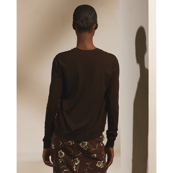 Bright Brown Floral Wool-Silk Cardigan Jumper Ralph Lauren Collection 5