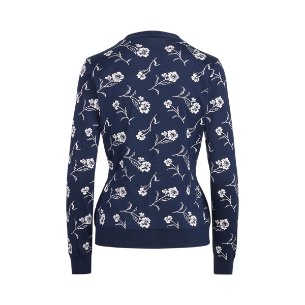 Bright Navy Silk Long-Sleeve Cardigan Ralph Lauren Collection 2