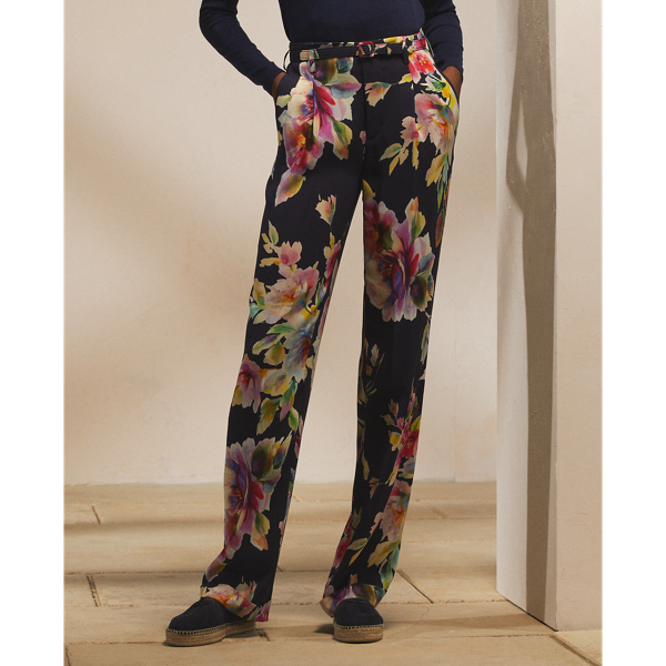 Bright Navy Multi Stamford Floral Georgette Trouser Ralph Lauren Collection 4
