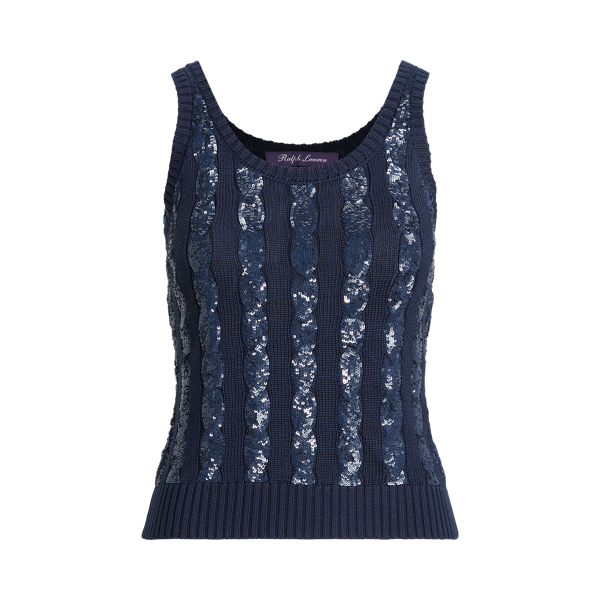 Gebreide mouwloze tanktop met pailletten Ralph Lauren Collection in 1