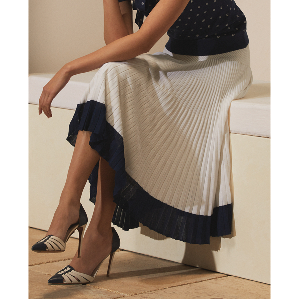 Lux Cream Pleated Jumper Skirt Ralph Lauren Collection 6