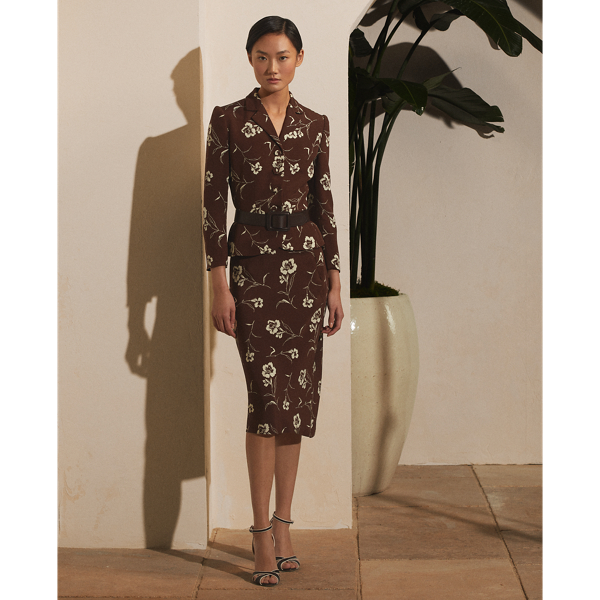 Brown/Cream Soloman Floral Silk Cady Jacket Ralph Lauren Collection 4