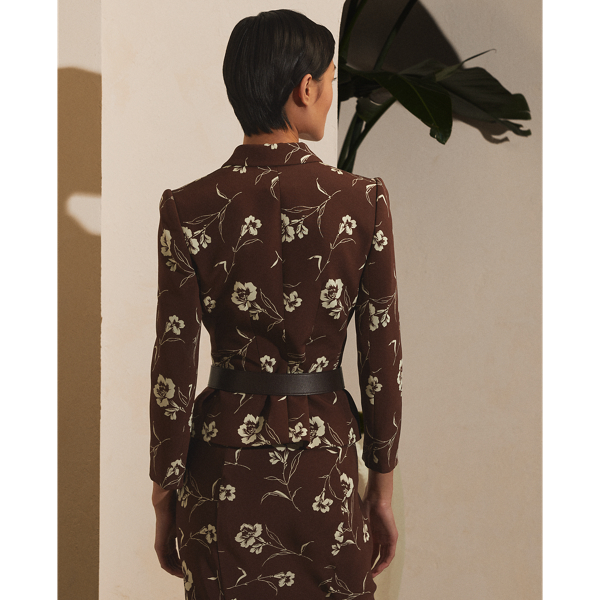 Brown/Cream Soloman Floral Silk Cady Jacket Ralph Lauren Collection 5