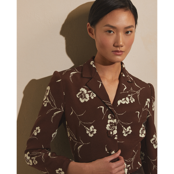 Brown/Cream Soloman Floral Silk Cady Jacket Ralph Lauren Collection 6